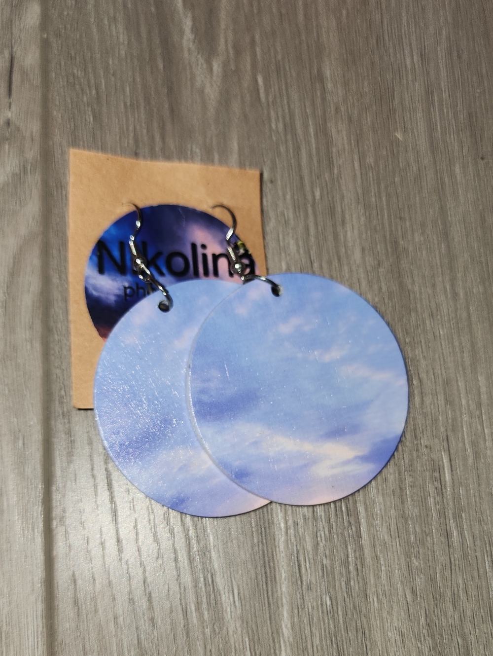 Nikolina Photography Blue Cloud Round Dangle Earrings